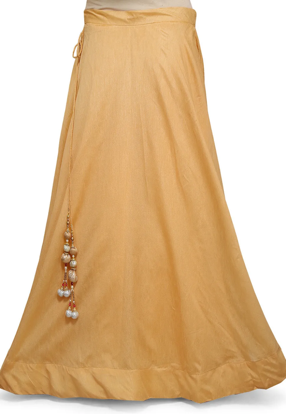 Plain Dupion Silk Skirt in Beige