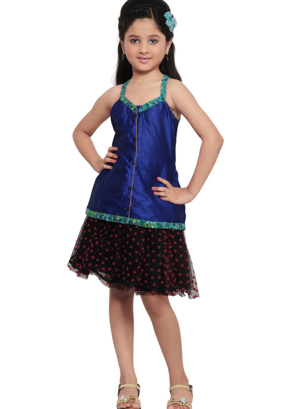 Plain Dupion Top in Blue
