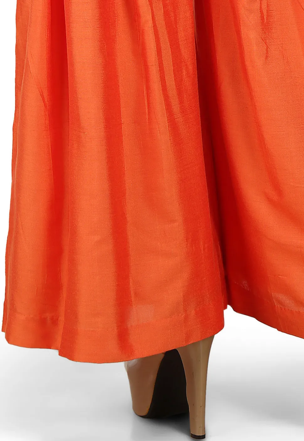 Plain Flared Cotton Silk Palazzo Pant in Orange