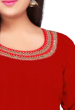 Plain Georgette Anarkali Suit in Red
