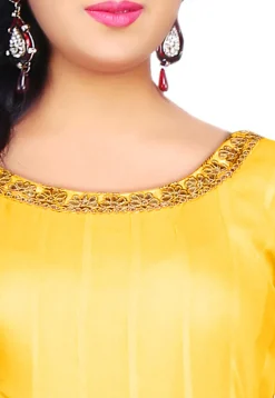 Plain Georgette Anarkali Suit in Yellow