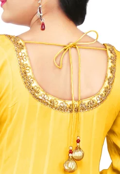 Plain Georgette Anarkali Suit in Yellow
