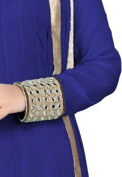Plain Georgette Anarkali Suit in Royal Blue