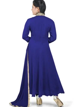 Plain Georgette Anarkali Suit in Royal Blue