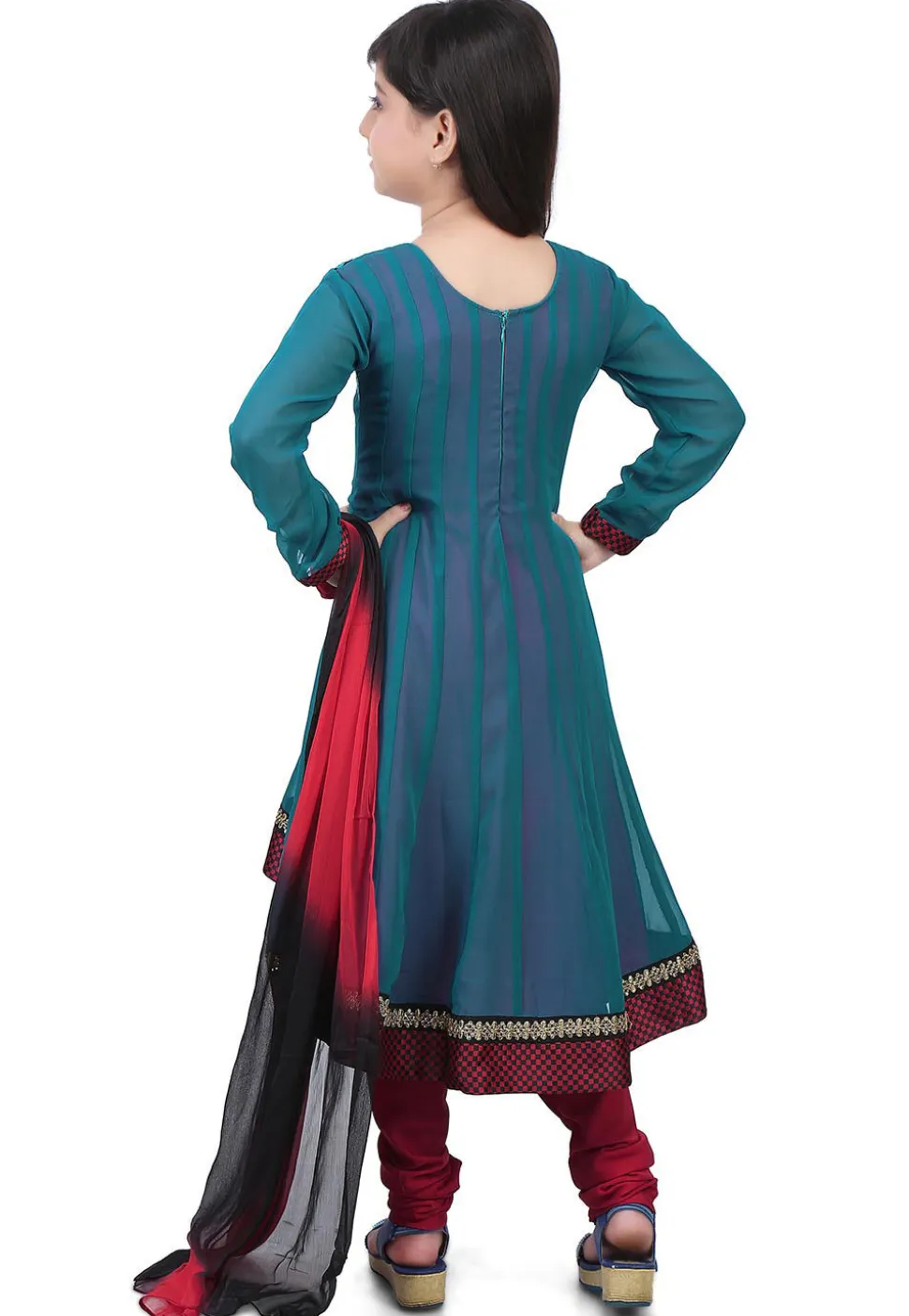 Plain Georgette Anarkali Suit in Teal Blue