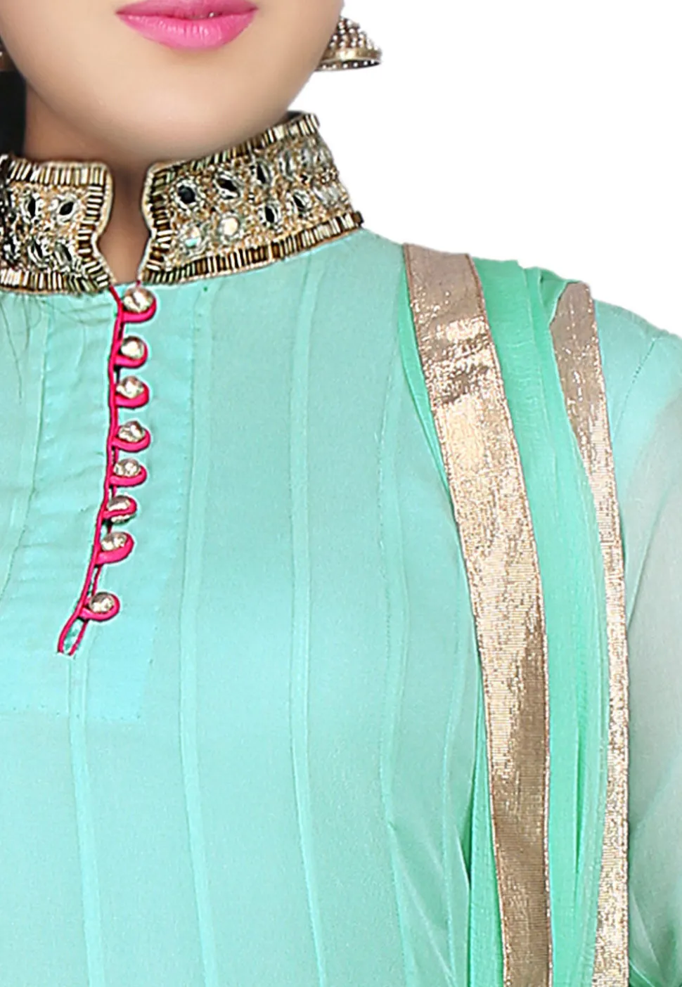 Plain Georgette Anarkali Suit in Pastel Green