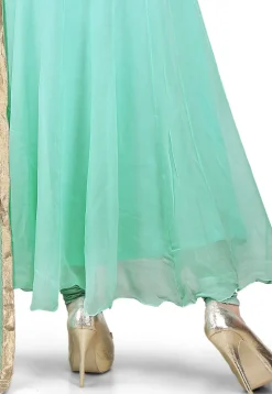 Plain Georgette Anarkali Suit in Pastel Green