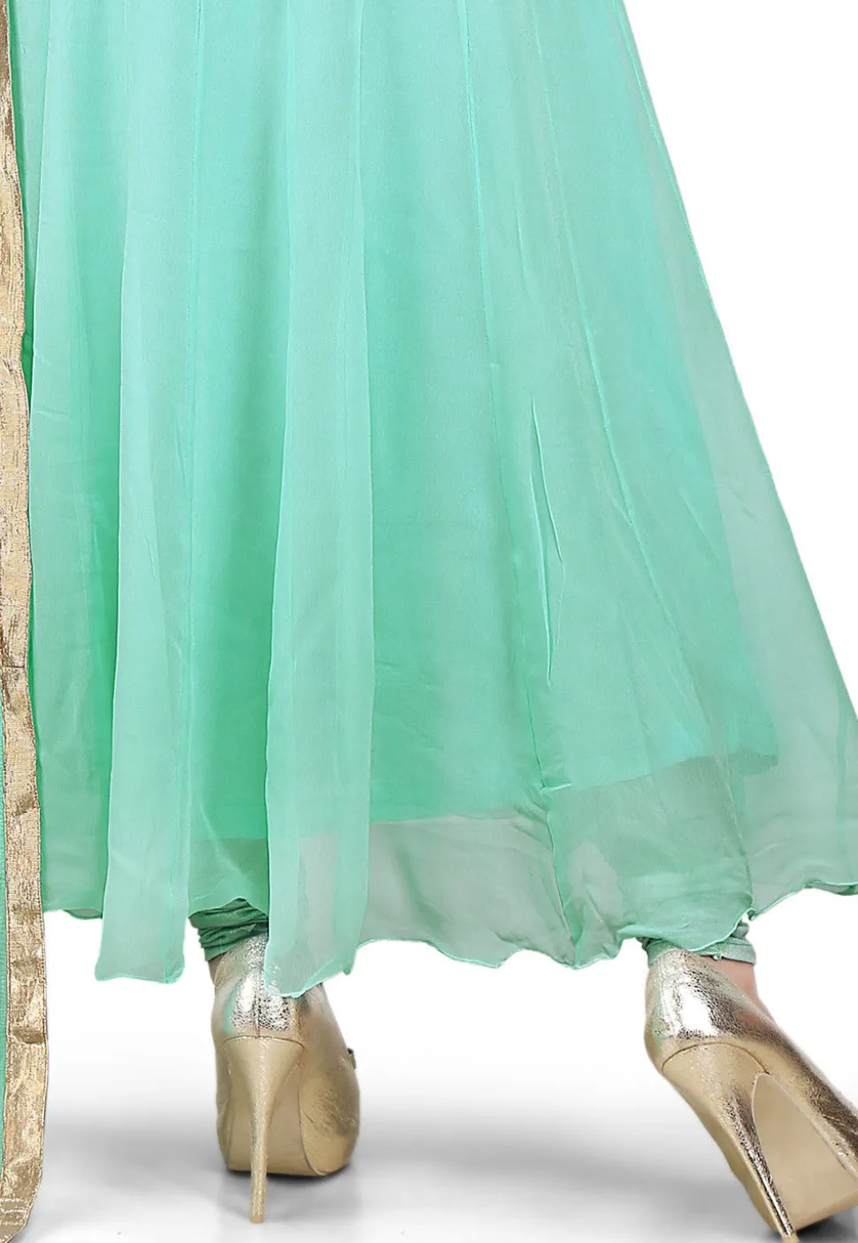 Plain Georgette Anarkali Suit in Pastel Green