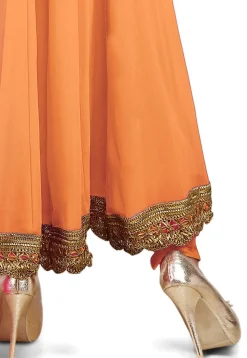 Plain Georgette Anarkali Suit in Pastel Orange