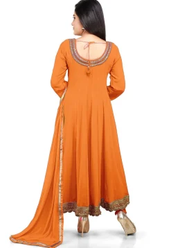Plain Georgette Anarkali Suit in Pastel Orange