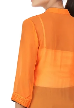 Plain Georgette Long Kurta in Orange