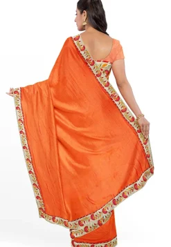 Plain Georgette Saree in Orange