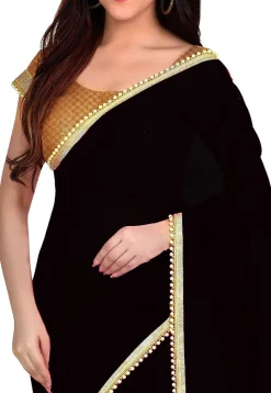 Plain Georgette Saree in Black