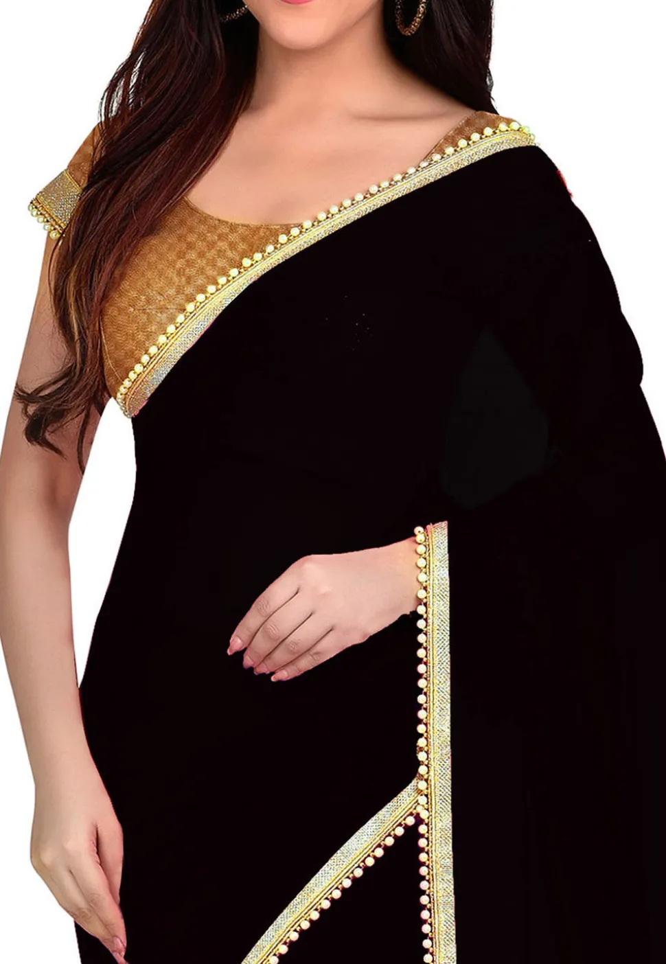 Plain Georgette Saree in Black