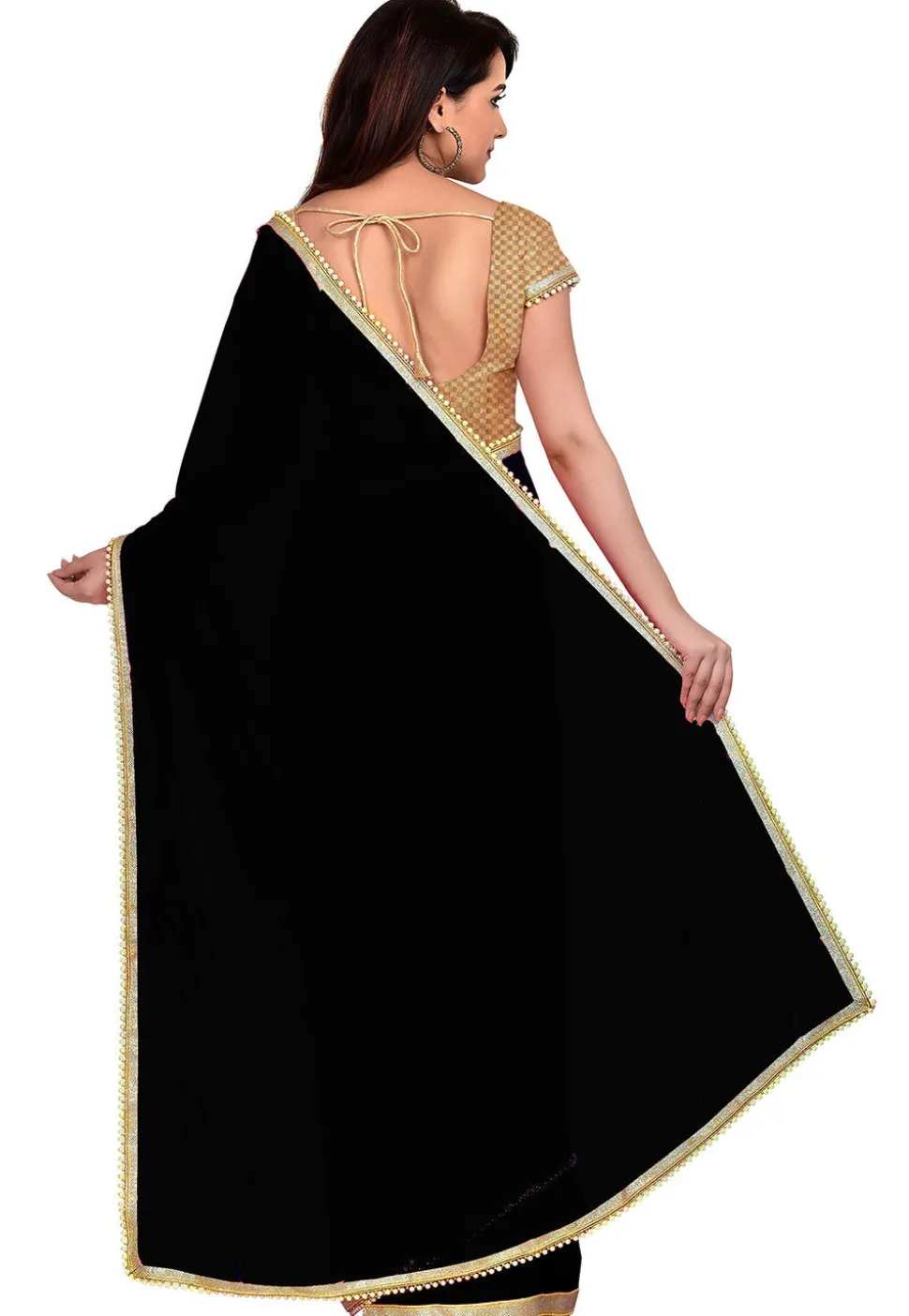 Plain Georgette Saree in Black
