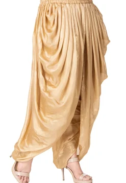 Plain Georgette Shimmer Dhoti Style Patiala in Golden