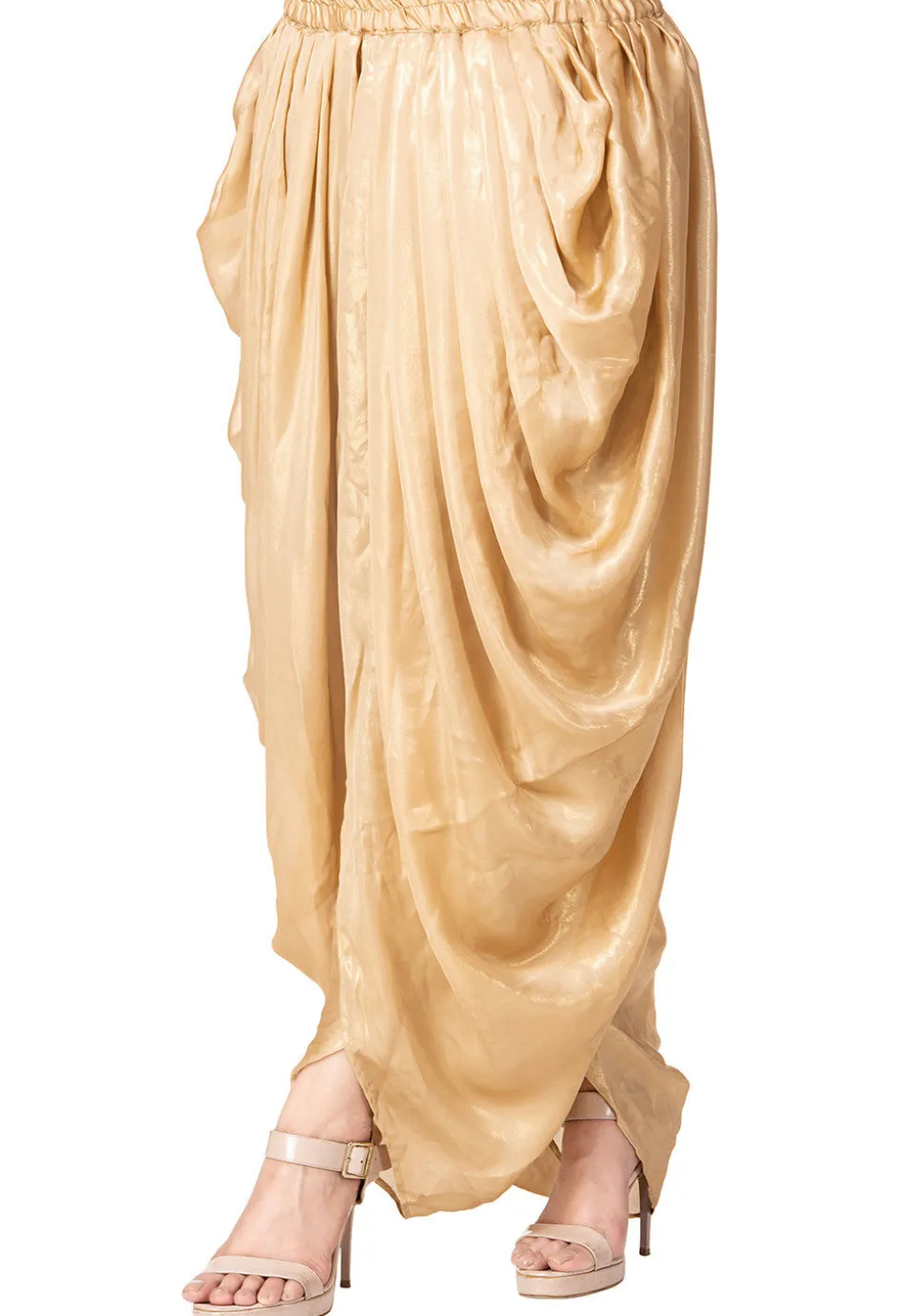 Plain Georgette Shimmer Dhoti Style Patiala in Golden