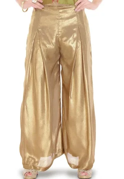 Plain Georgette Shimmer Palazzo in Golden