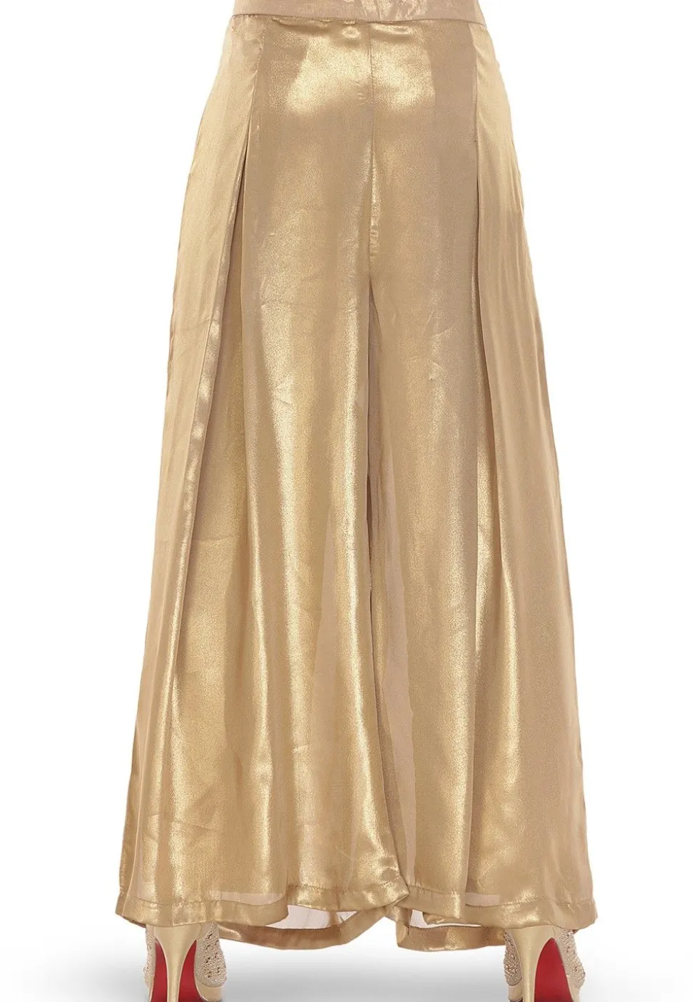 Plain Georgette Shimmer Palazzo in Golden