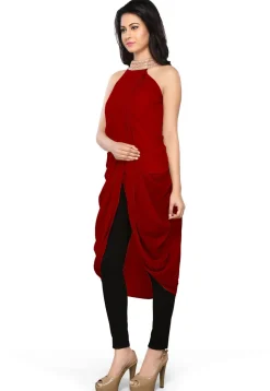 Plain Georgette Tunic in Red