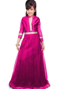 Plain Net Gown in Magenta