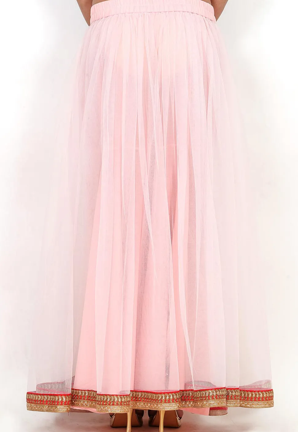 Plain Net Sharara in Baby Pink