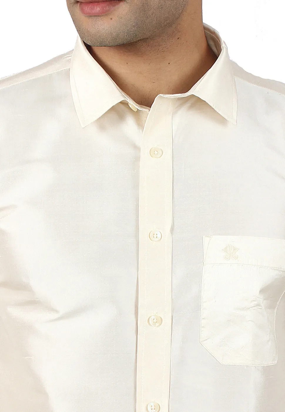 Plain Raw Silk Shirt in Cream