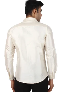 Plain Raw Silk Shirt in Cream
