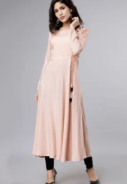 Plain Rayon A Line Kurta in Baby Pink