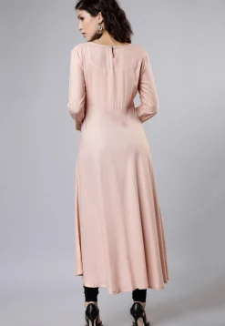 Plain Rayon A Line Kurta in Baby Pink