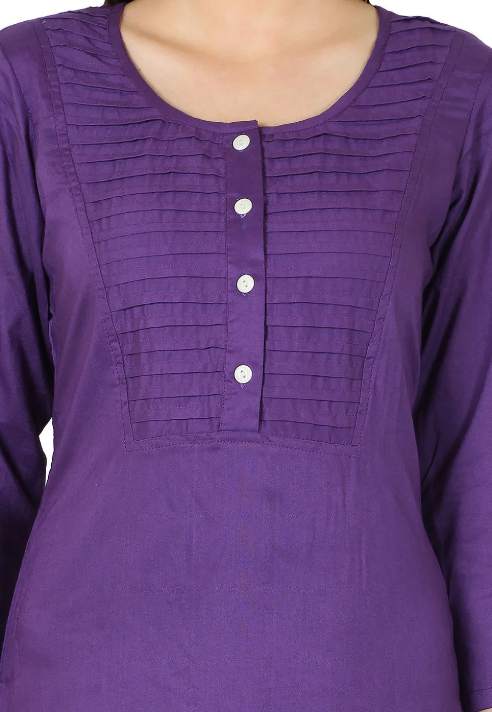 Plain Rayon Long Kurta in Purple