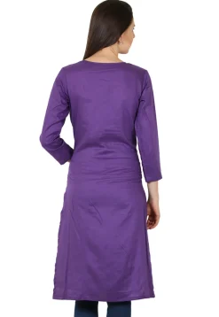 Plain Rayon Long Kurta in Purple