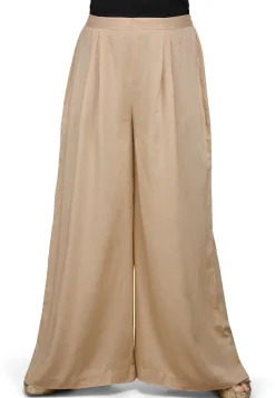 Plain Rayon Palazzo in Beige