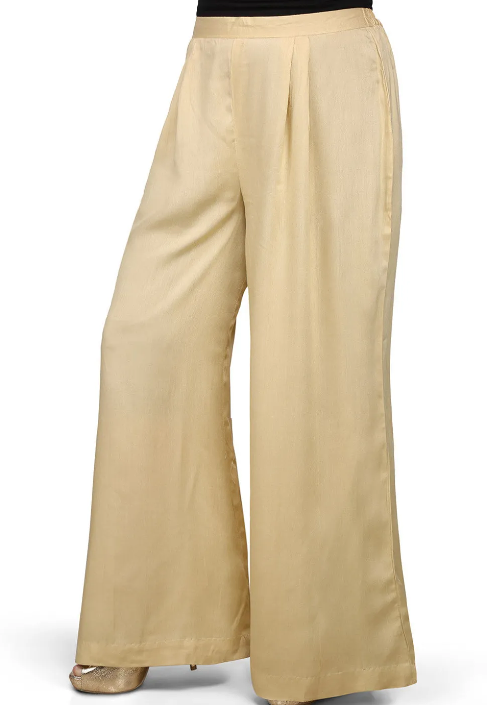 Plain Rayon Palazzo in Cream