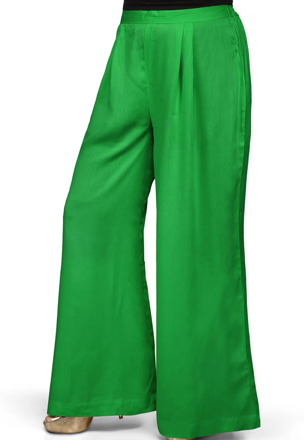 Plain Rayon Palazzo in Green