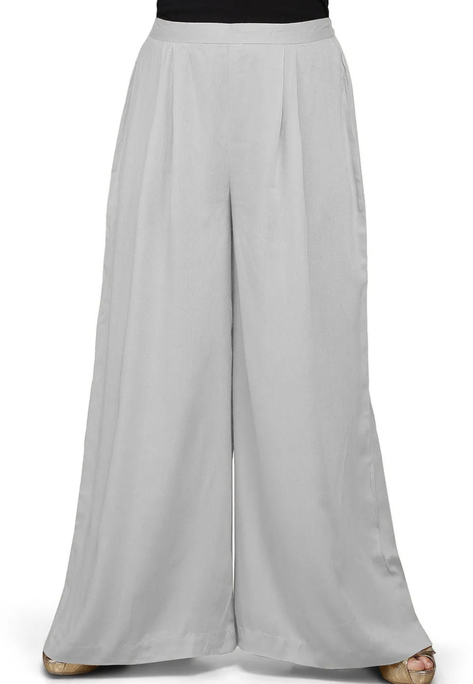 Plain Rayon Palazzo in Light Grey