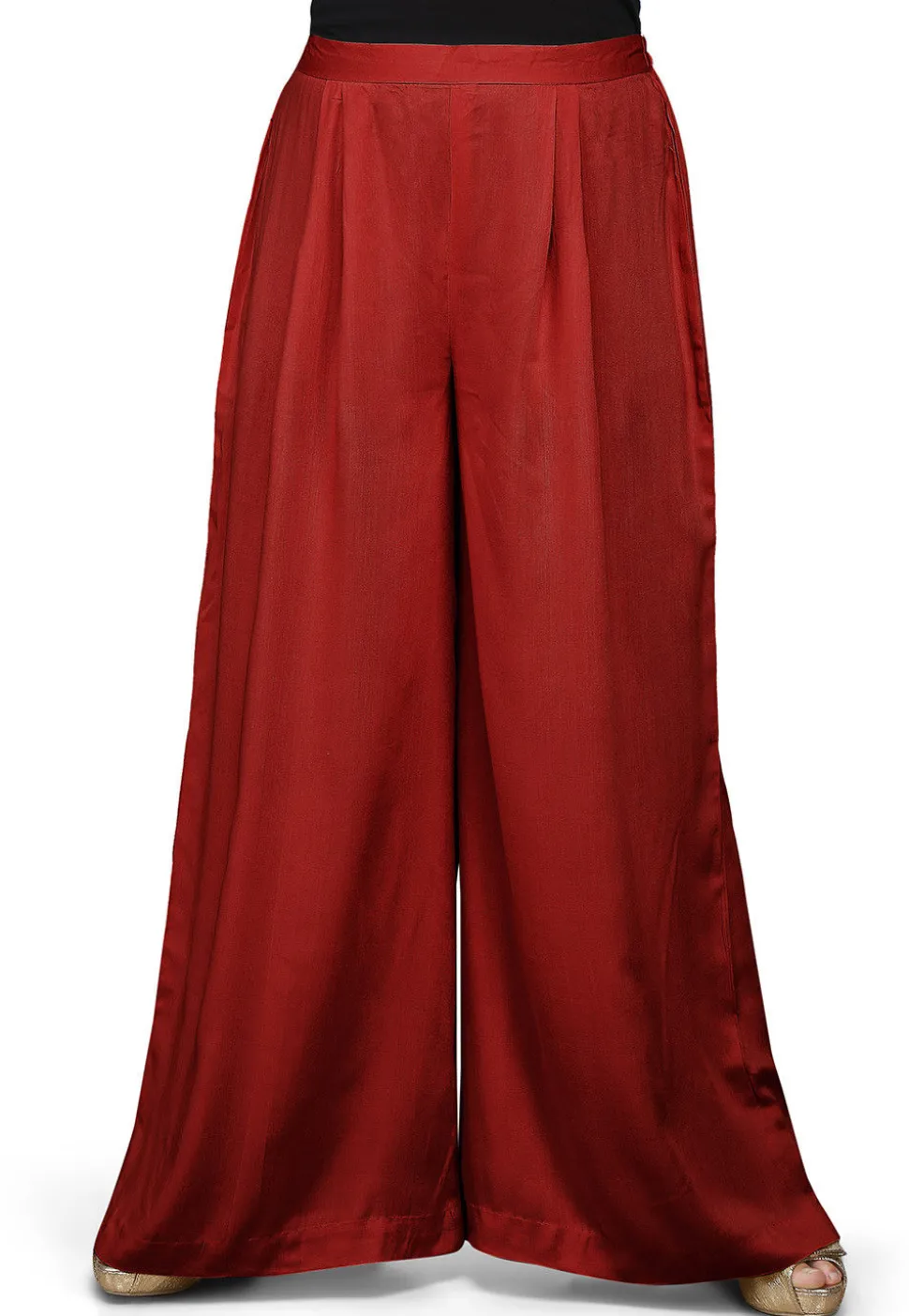 Plain Rayon Palazzo in Maroon