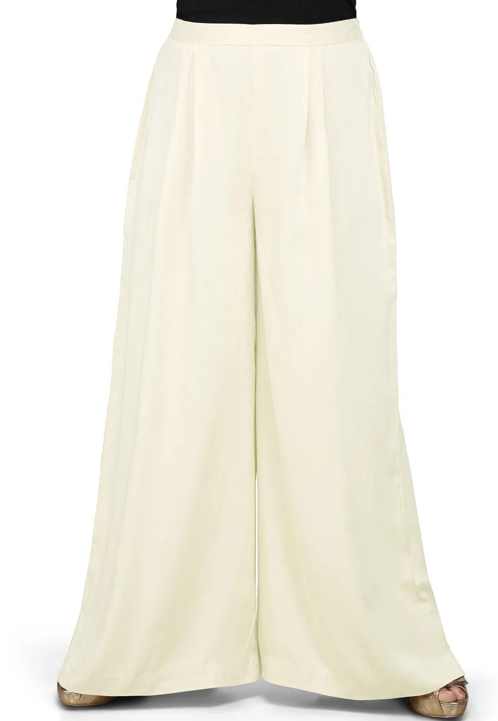 Plain Rayon Palazzo in Off White