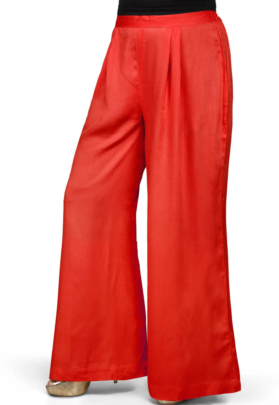 Plain Rayon Palazzo in Red