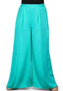 Plain Rayon Palazzo in Turquoise