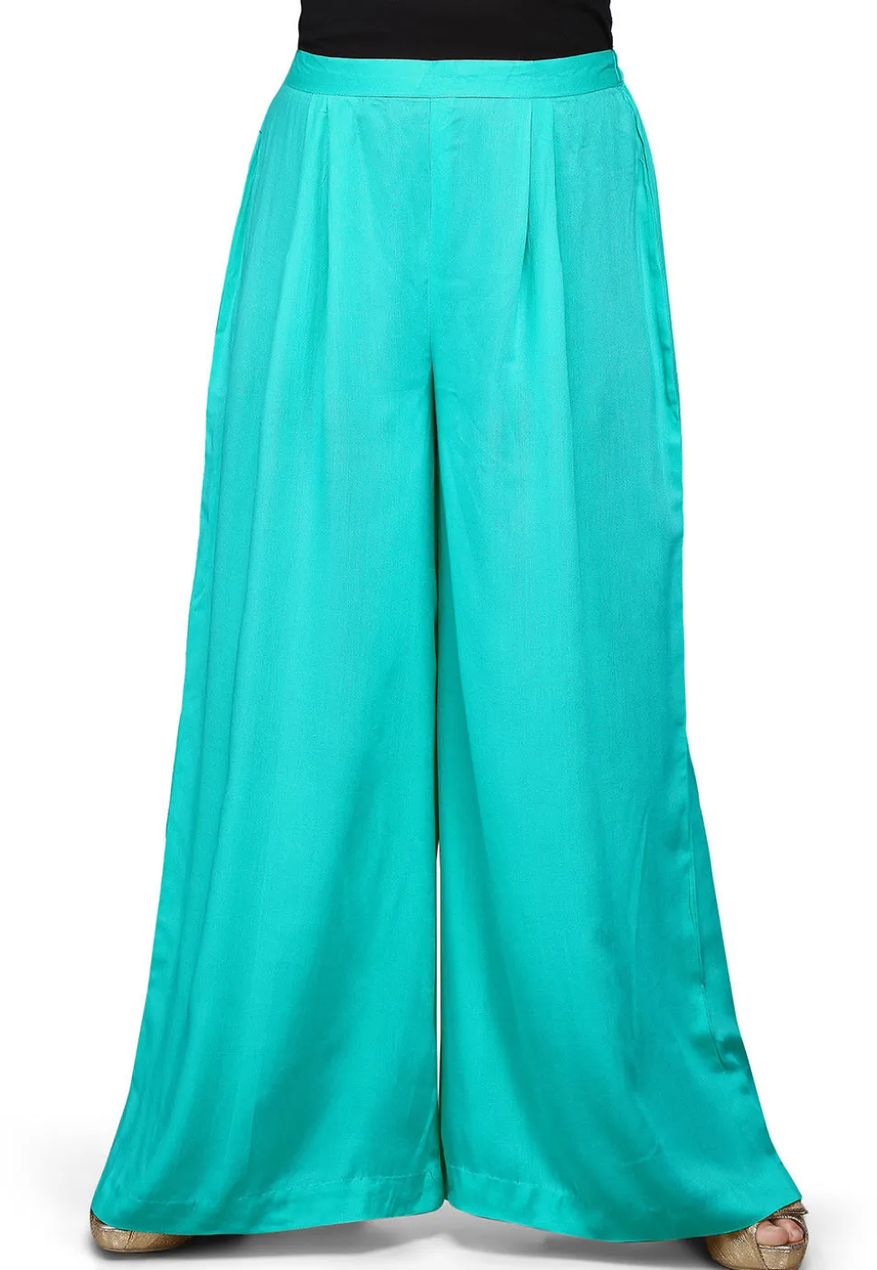 Plain Rayon Palazzo in Turquoise