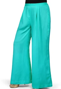 Plain Rayon Palazzo in Turquoise