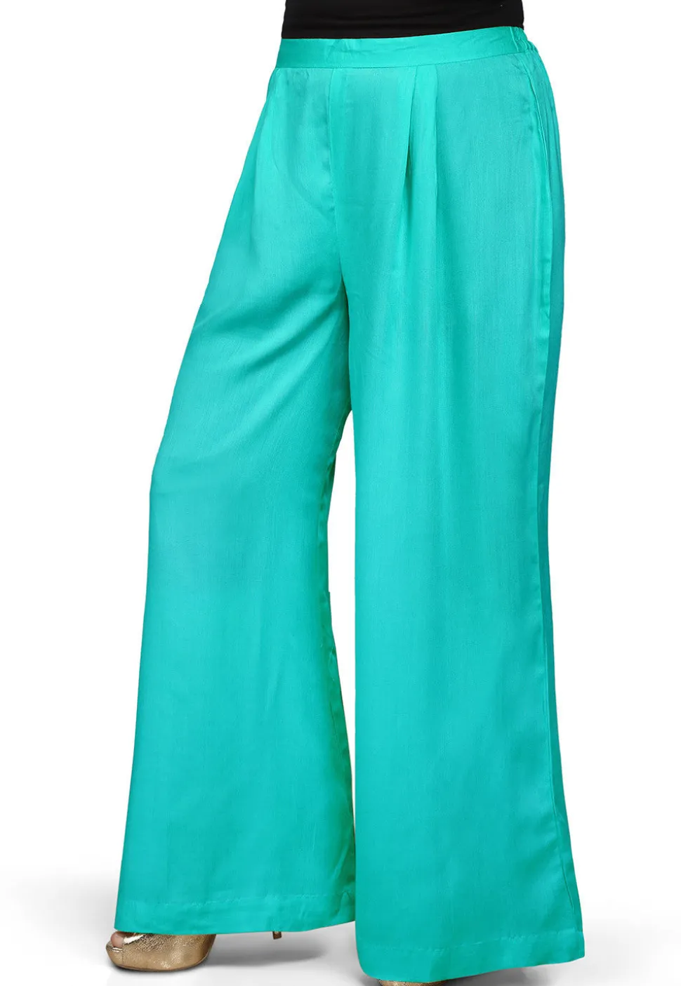Plain Rayon Palazzo in Turquoise