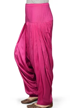 Plain Rayon Patiala in Fuchsia