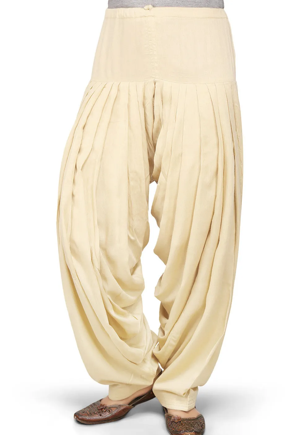 Plain Rayon Patiala in Light Beige