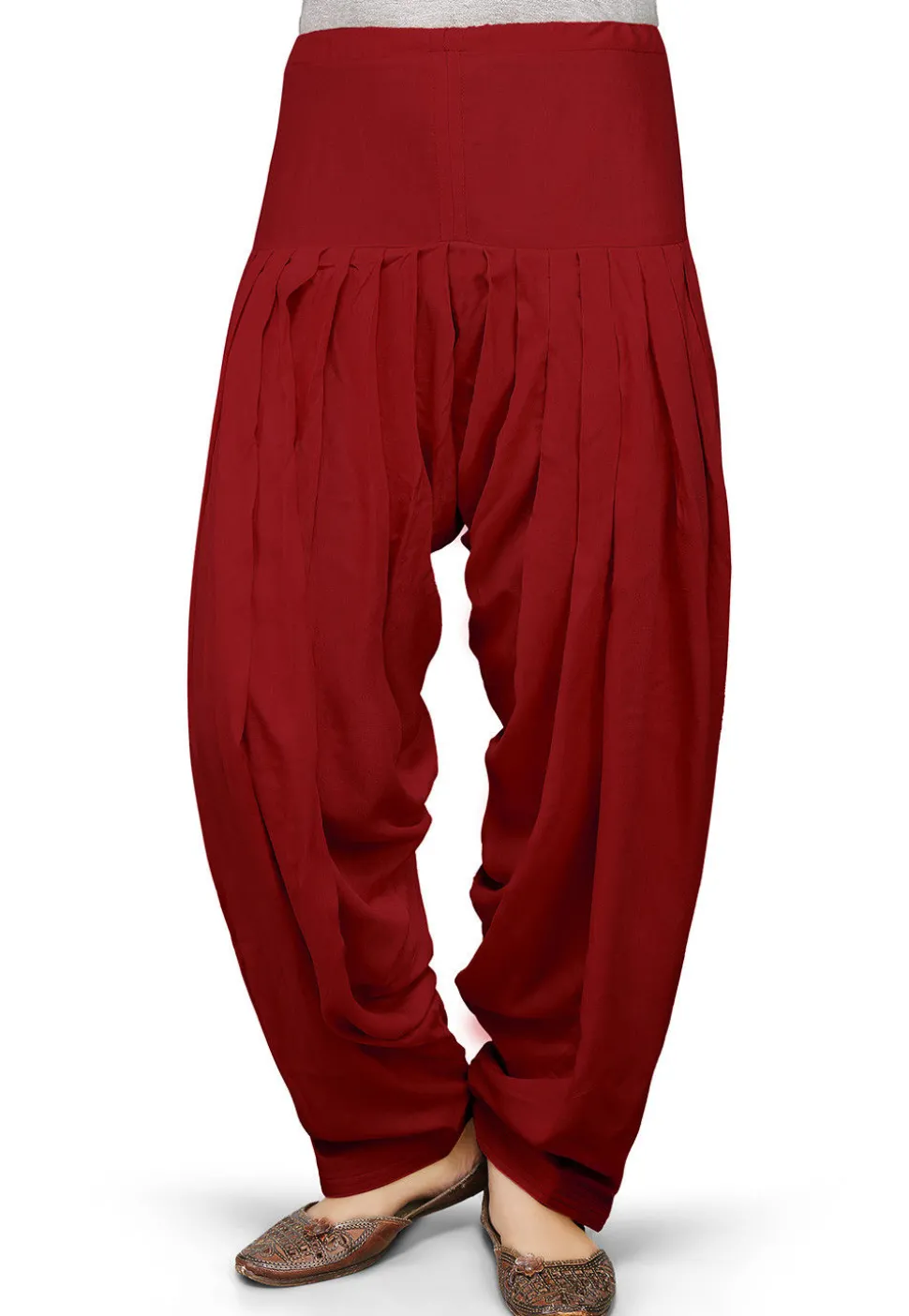 Plain Rayon Patiala in Maroon