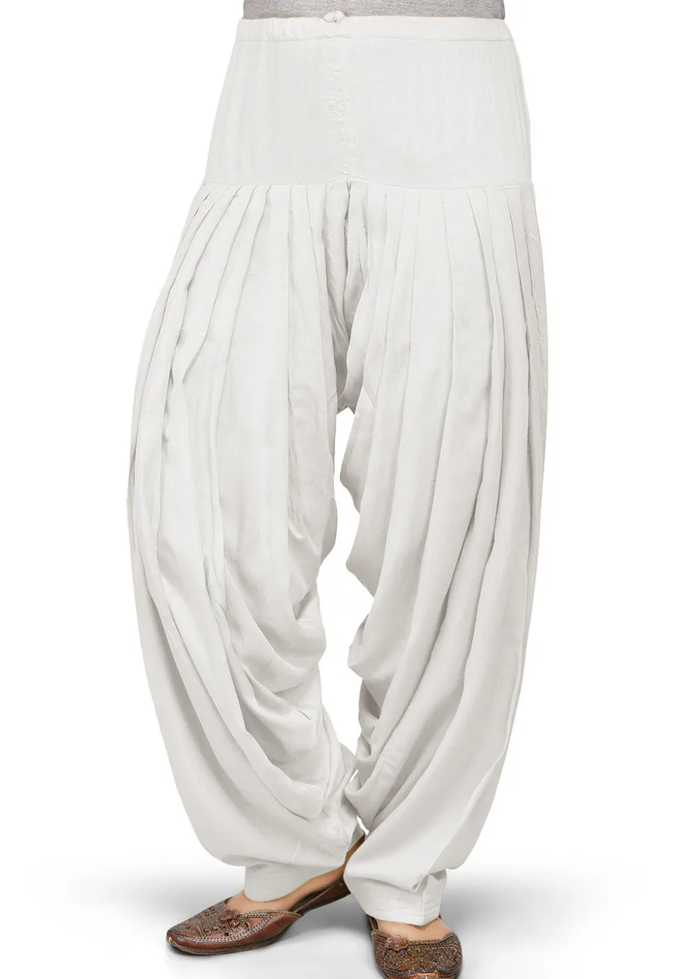 Plain Rayon Patiala in Off White