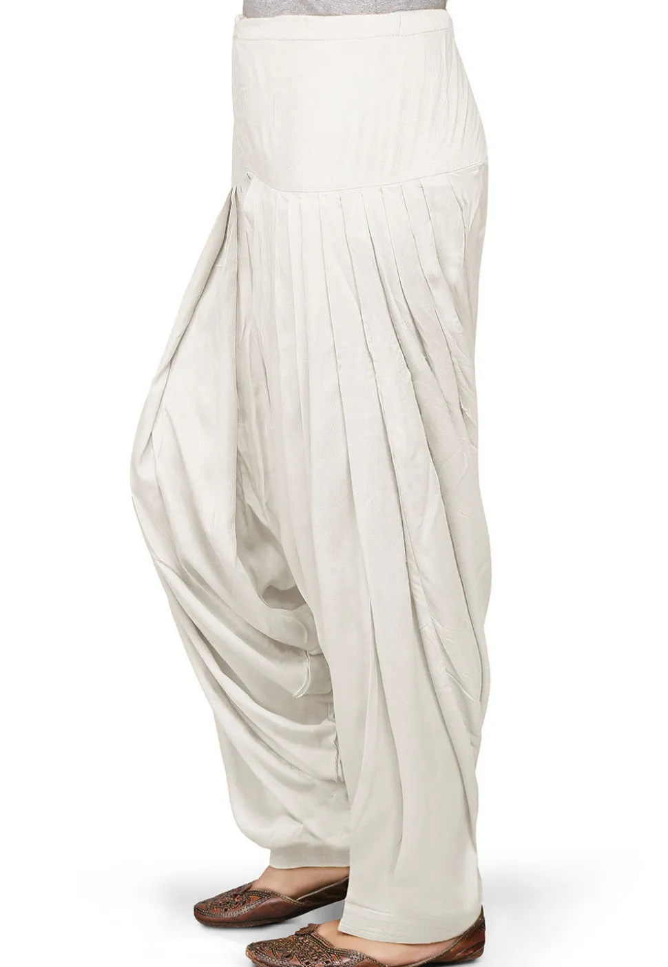 Plain Rayon Patiala in Off White