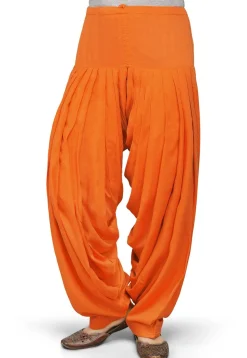 Plain Rayon Patiala in Orange