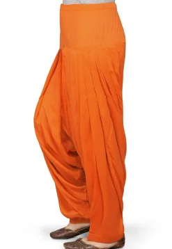 Plain Rayon Patiala in Orange
